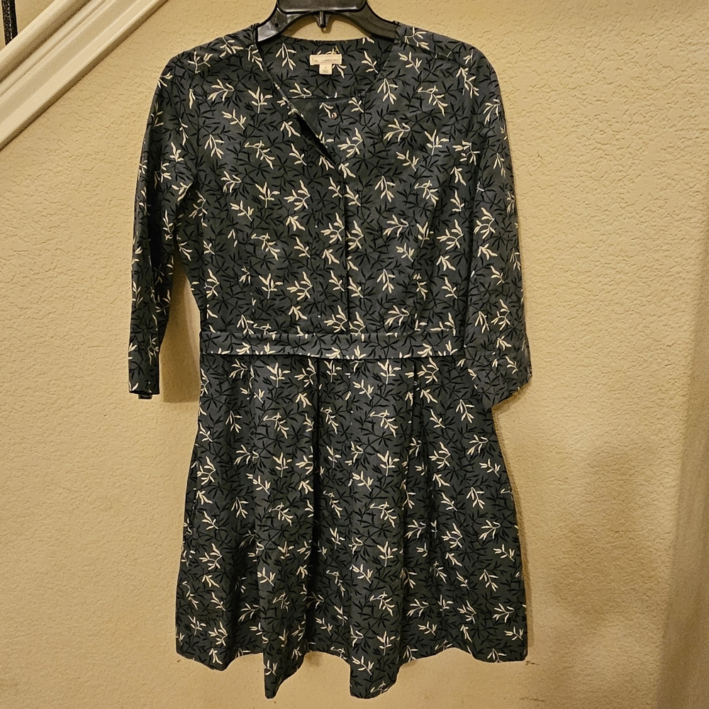 GAP Designed & Crafted Blue/Floral Print Long Sleeve Fit & Flare Dress Size 2